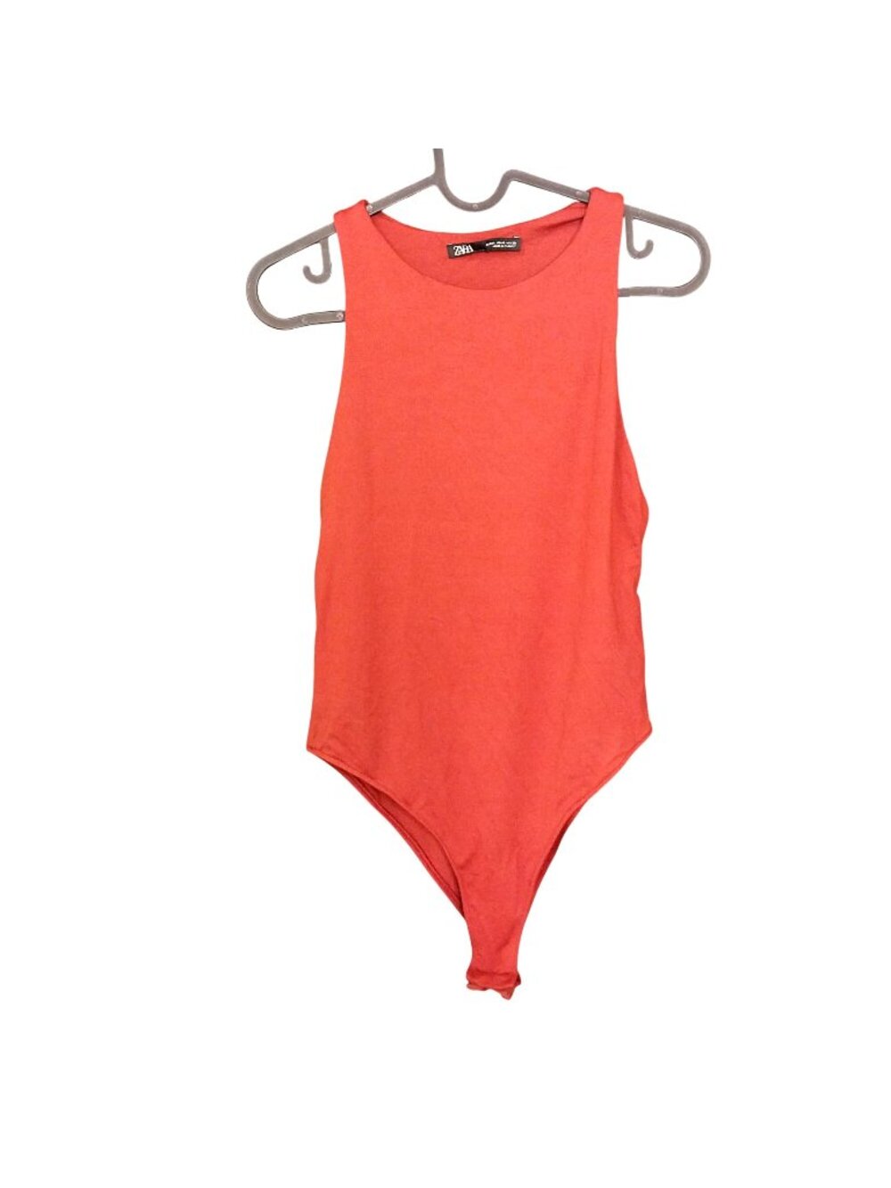 Zara Womens Red Sleeveless Bodysuit With Snap Closure